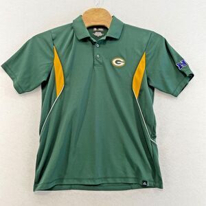 NFL Green Bay‎ Packers Shirt Men's Large 100%Polyester Button Short Sleeve